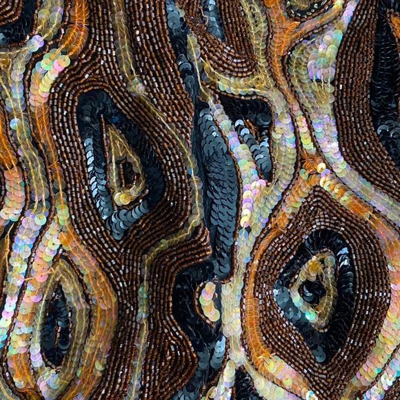 Vintage Strapless Silk Sequin Tiered Party Prom Dress by Scarlet Rage / Medium - Picture 6 of 6